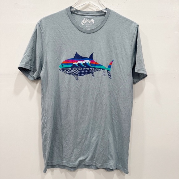 Mikuni Short Sleeve Light Blue Cotton Shirt Sushi Streetwear Medium - Picture 1 of 4